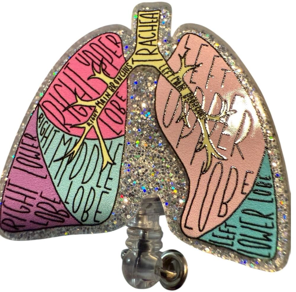 Anatomical Lung Retractable ID Badge Reel, Respiratory, Pulmonologist, Thoracic